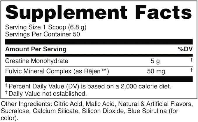 Bucked Up Blue Rasberry Creatine for Women and Men - Easy to Mix Vegetarian - Flavored Creatine Monohydrate Powder - Made in USA - 5G Per Serving - 50 Servings - 250 Grams Per Container