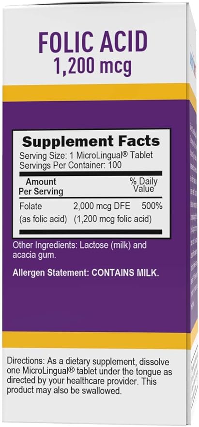 Superior Source Folic Acid 1200 mcg - Supports Heart & Immune System Function -Aids Nervous System Health - 100 Sublingual Dissolving Tablets