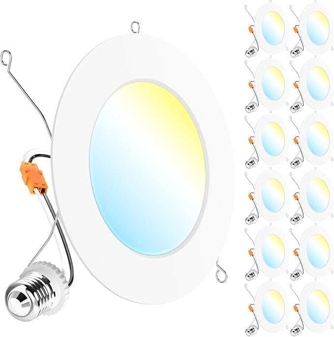 Sunco 12 Pack Retrofit LED Recessed Lighting 6 Inch, Can Lights for Ceiling, 1200 LM, 15W, Selectable CCT 2700K/3000K/4000...