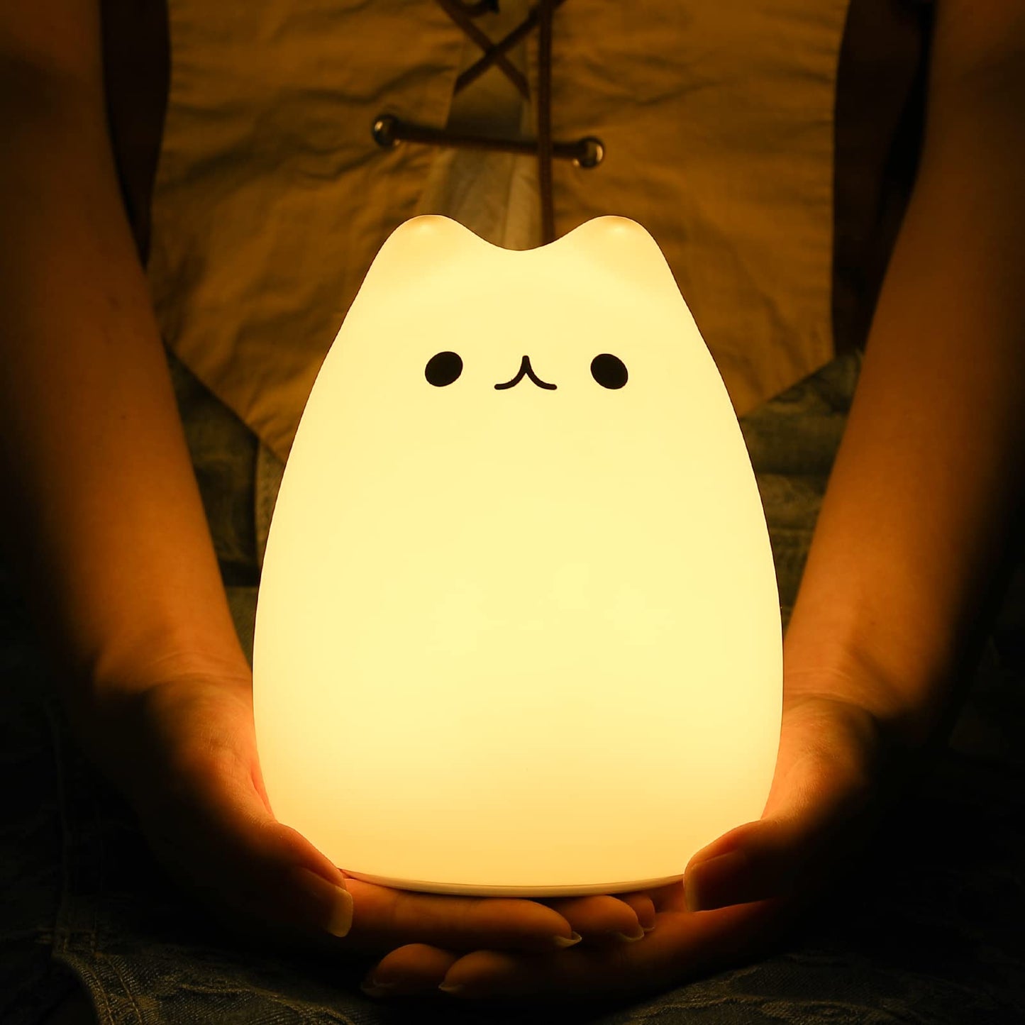Zklili Cute Remote Cat Nursery Night Lights Usb Rechargeable Cat Lamp Nightlight Birthday Christmas Gift With Warm White And 7-Color Breathing Modes For Kids Baby Children (Renqimao)