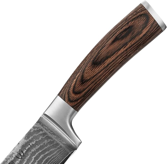 Wakoli EDIB 2-Piece Damascus Kitchen Knife Set – Santoku & Small Santoku with VG10 Core made of 67-Layer Damascus Steel Blades – Professional Chef Knives with Ergonomic Pakkawood Handles in Gift Box