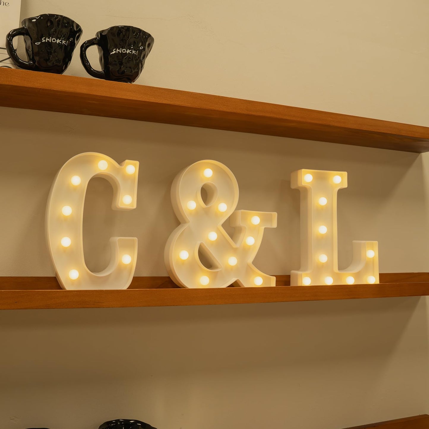 Foaky Rechargeable Led Letter Lights Sign Marquee Light Up Letters Sign For Night Light Wedding/Birthday Party Christmas Lamp Home Bar Decoration (C)