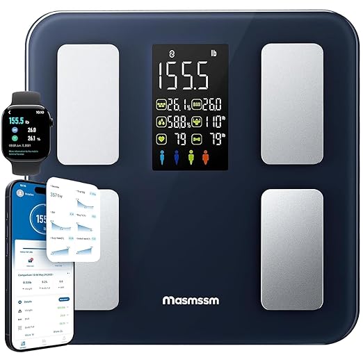 Masmssm Smart Scale for Body Weight, FSA&HSA Eligible, Bathroom Digital Weighing Scale with 8-in-1 Large Display, 22 Metri...