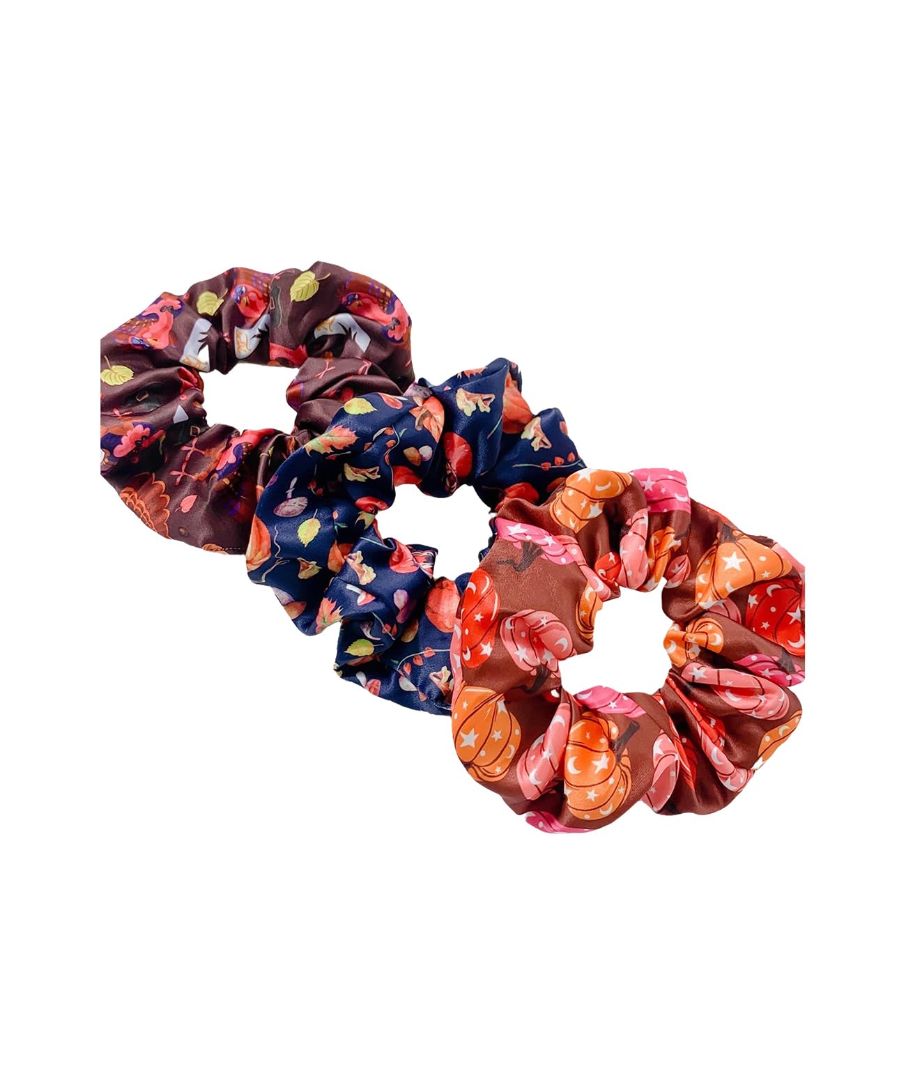 Thanksgiving Pumpkin Hair Scrunchy Fall Turkey Ponytail Holder Thanksgiving Hair Scrunchies JHT22 (Set-C)