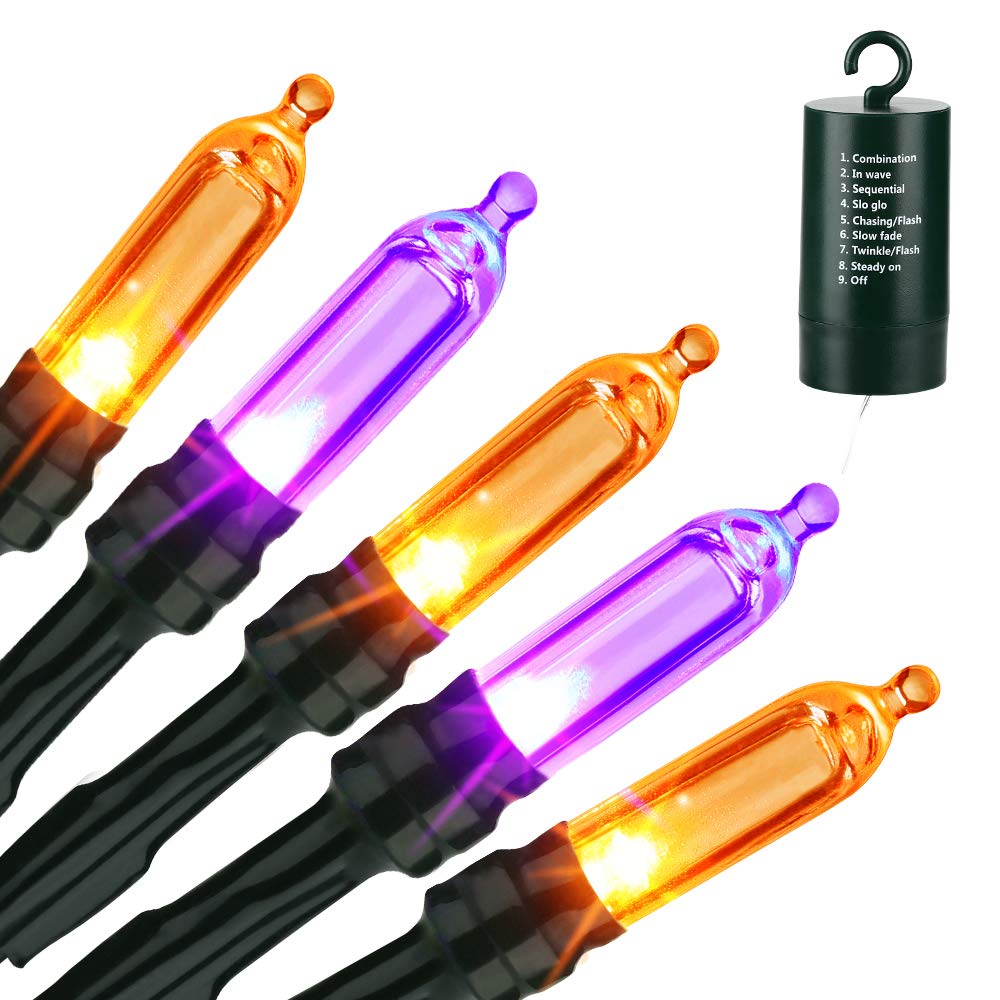 Jnaurb Halloween String Lights, 33Ft 100 Led Waterproof Orange & Purple, 8 Modes & Timer, Model Jt-Elfc300V0200-C