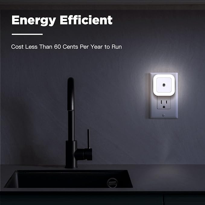 Plug-in LED Night Light with Dusk to Dawn Sensor for Hallway, Stairs, Bathroom, Kitchen, Bedroom, Nursery, Kids Room, Daylight White, Pack of 6