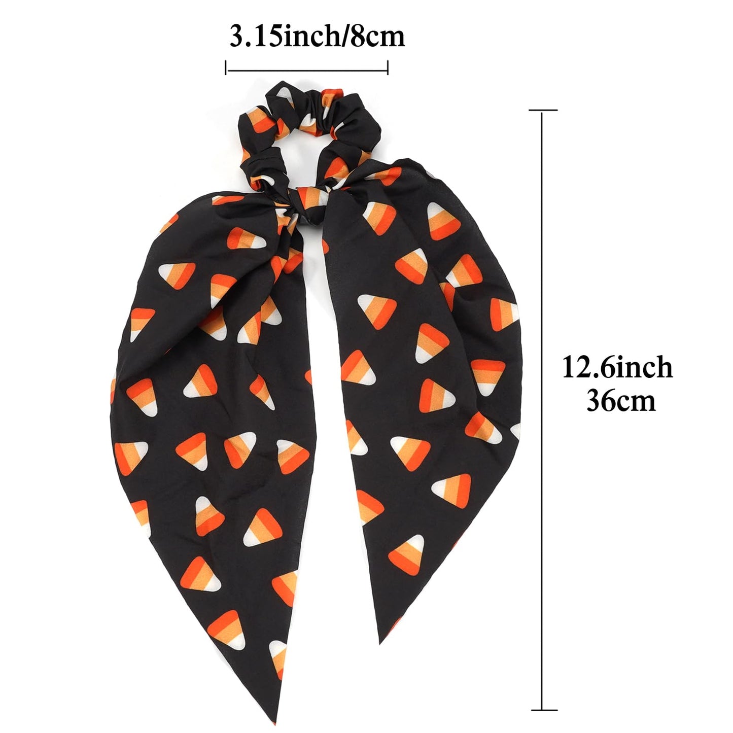 Halloween Hair Ties for Women Girls - Spooky Corn Scrunchies, Black Orange Tie, Ribbon Bows - Halloween Gifts and Accessories