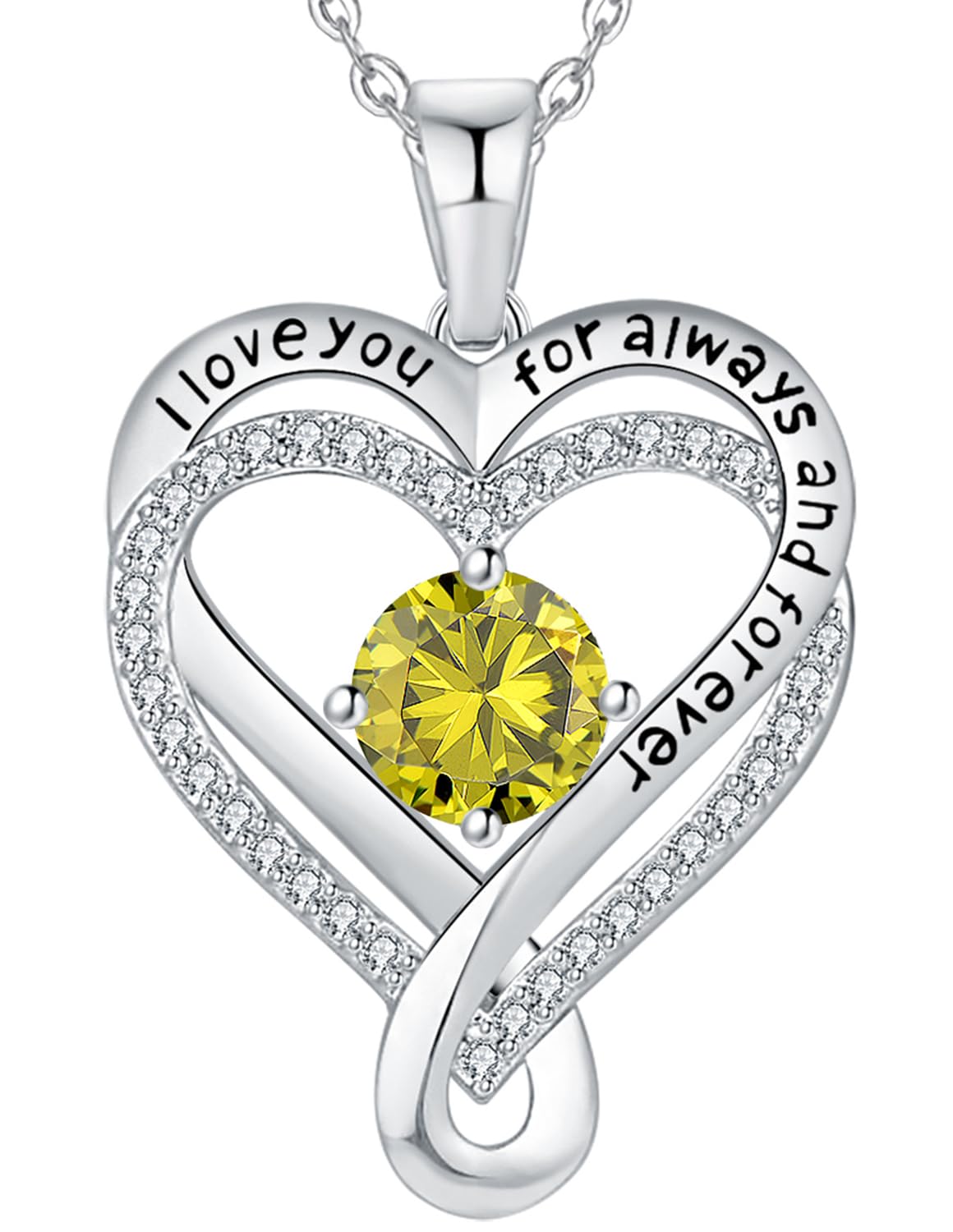 Mkhhy S925 Silver Necklace for Women Gifts for Wife Anniversary Infinity Heart Birthstone Jewelry for Women Birthday Gift for He