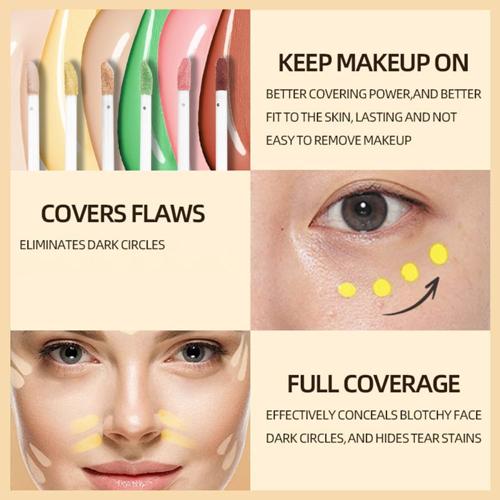 XZMeiLun 2-In-1 3Pcs Camo Concealer Kit, Under Eye Brightener, Long-Lasting Full-Coverage & Highly Pigmented Matte Finish Concea