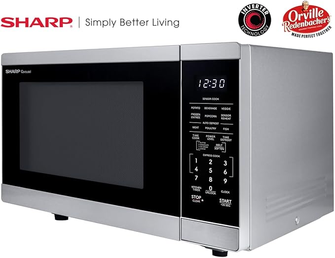 SHARP Countertop Microwave Oven with Removable 12.4" Carousel Turntable, 1100 Watt, 1.4 Cubic Feet, Stainless Steel