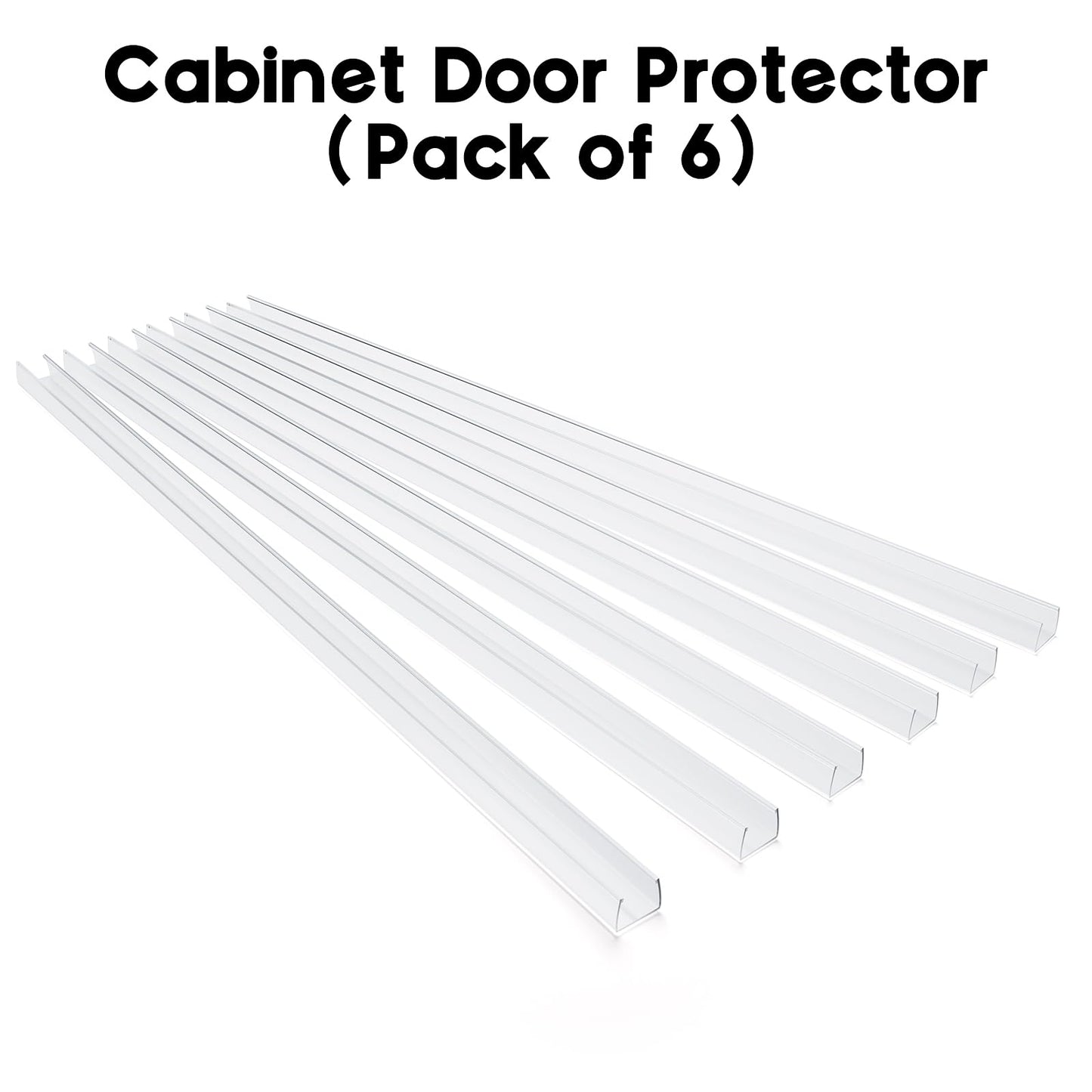 Cabinet Protector Edge Guard (Pack of 6), 24" Clear PVC Cabinet Edge Protectors for 3/4" Thick Kitchen Cabinets Doors – Slip-On No-Tool Sliding Installation