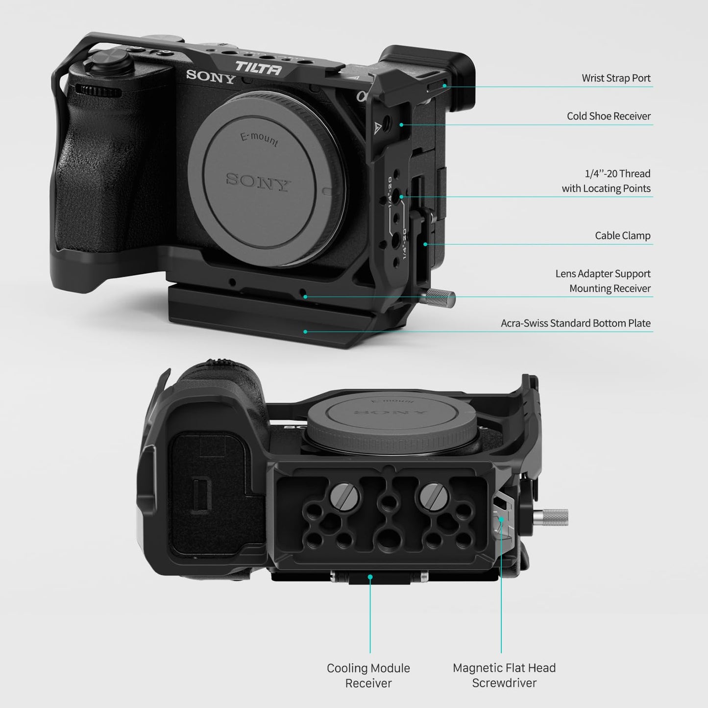 Full Camera Cage Compatible With Sony A6700 - Titanium Gray | | Mount Accessories | Custom Designed | Arca Ready | Compatible |