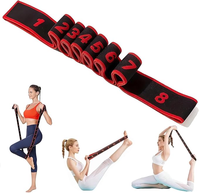 Fitness Resistance Band for Stretching and Yoga – 8-Section Elastic Training Band with Numbered Markings for Pilates & Ful...