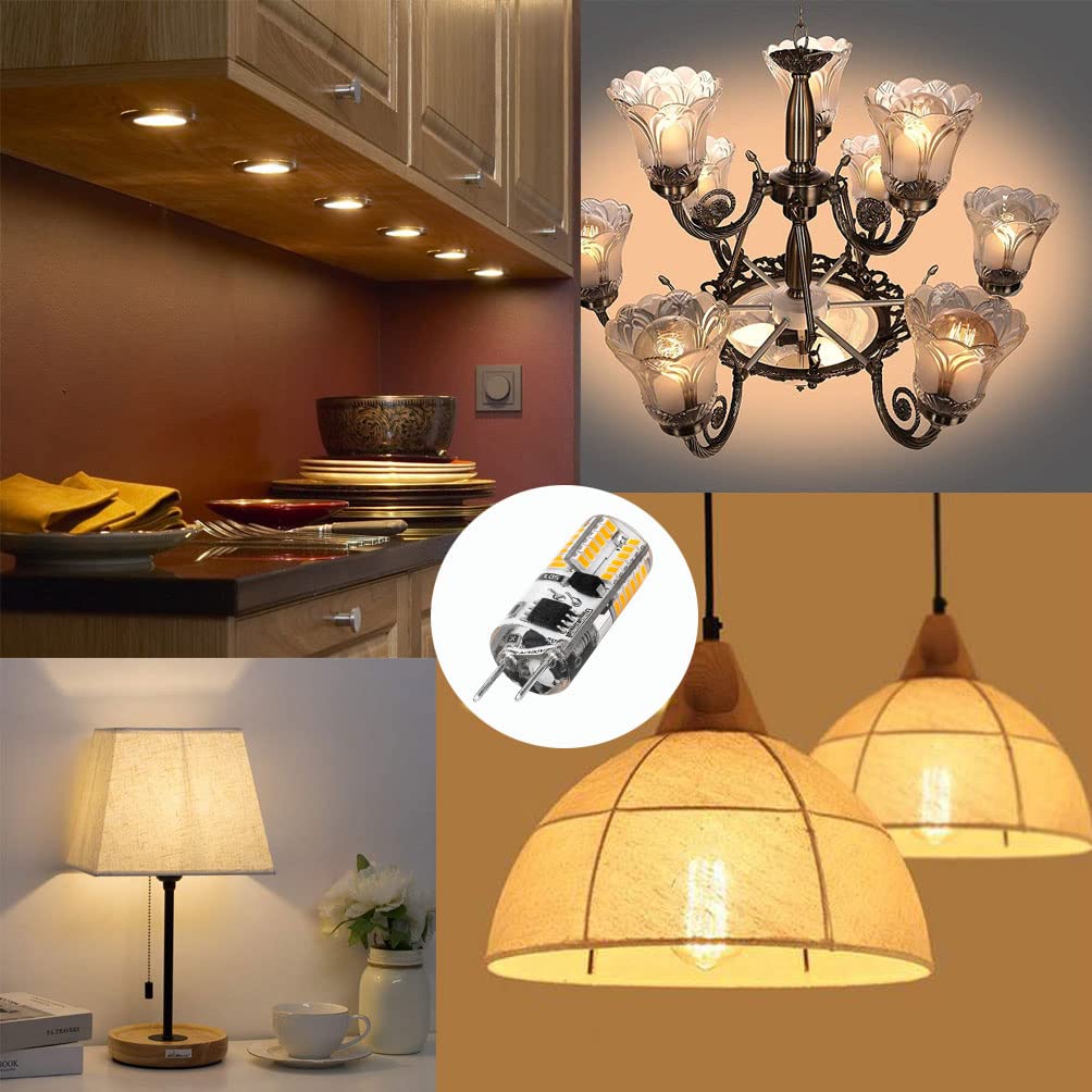 Dimmable G8 Led Bulb 2W Warm White 20W Halogen Bulbs Equivalent Bi-Pin Base 120V T4 Jcd Type Under Cabinet Puck Lighting Replacements 10 Pack