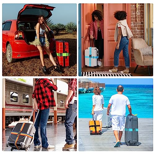 BILIONE 4 Pack Luggage Straps 79" Long Belts Keep Suitcase Secure While Traveling, TSA Approved Add a Bag Premium Accessor...