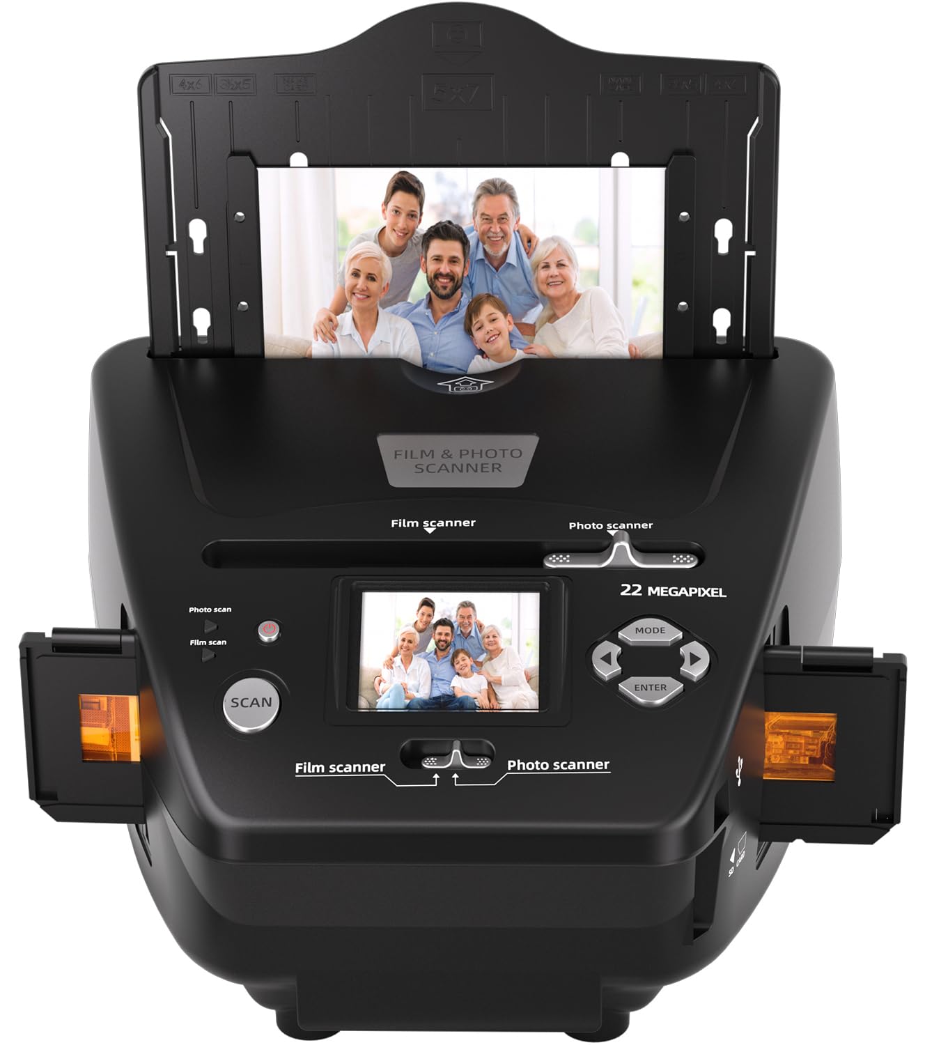 Photo And Slide Scanner With 2.4    Lcd Screen, Convert Negatives & Slides 35Mm/135 Film, Photo(3R,4R,5R), Business Card To 22Mp