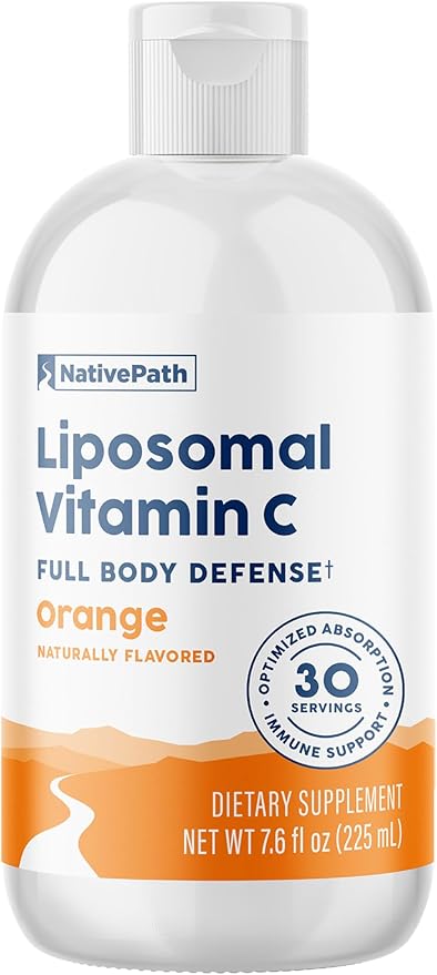 NativePath Liposomal Vitamin C with Amla Extract - 500mg Natural Vitamin C, Egg Lecithin, Orange Flavor, 30 Servings