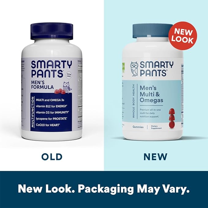 SmartyPants Toddler Multivitamin Gummies: Omega 3 Fish Oil (EPA/DHA), Vitamin D3, C, Vitamin B12, B6 & Multivitamin for Men, Gummies: Omega 3 Fish Oil (EPA/DHA), Methylfolate, CoQ10