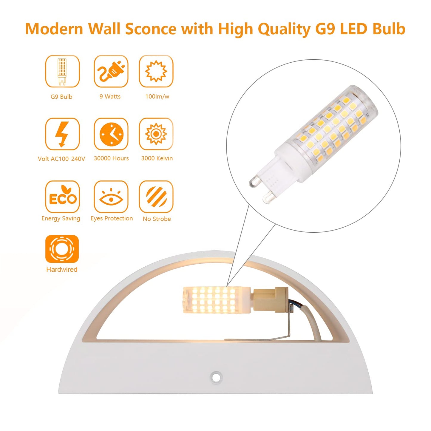 Aipsun Led Wall Sconce Set Of 2, Modern Aluminum Up And Down Mount, Warm White 3000K For Living Room, Bedroom, Hallway