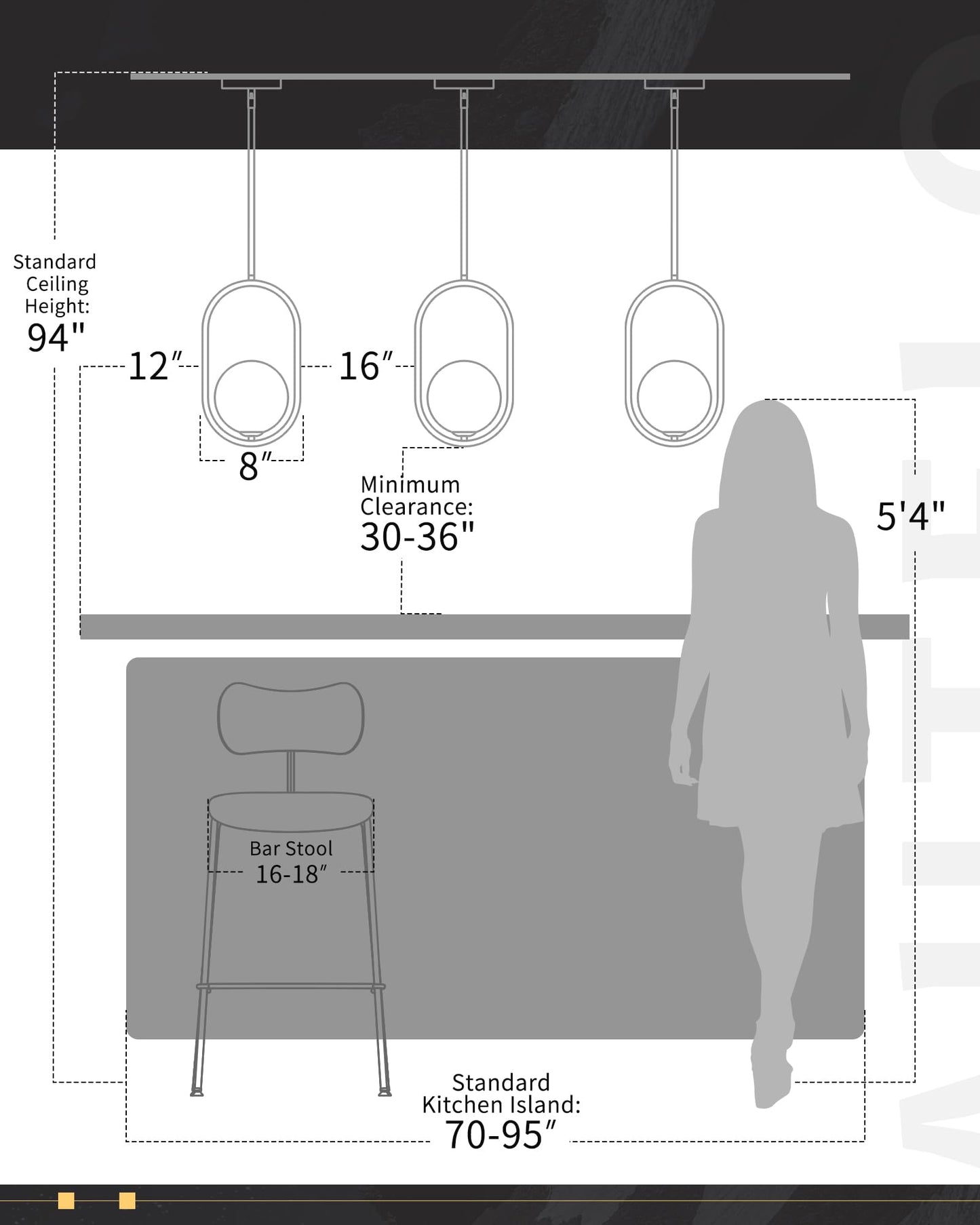 Autelo 1-Light Matte Black Pendant Lights Kitchen Island  Kitchen Pendant Lighting Over Island With Clear Globe Glass  Black Hanging Lamp With Adjustable Rod For Kitchen Island H9376 Clbk