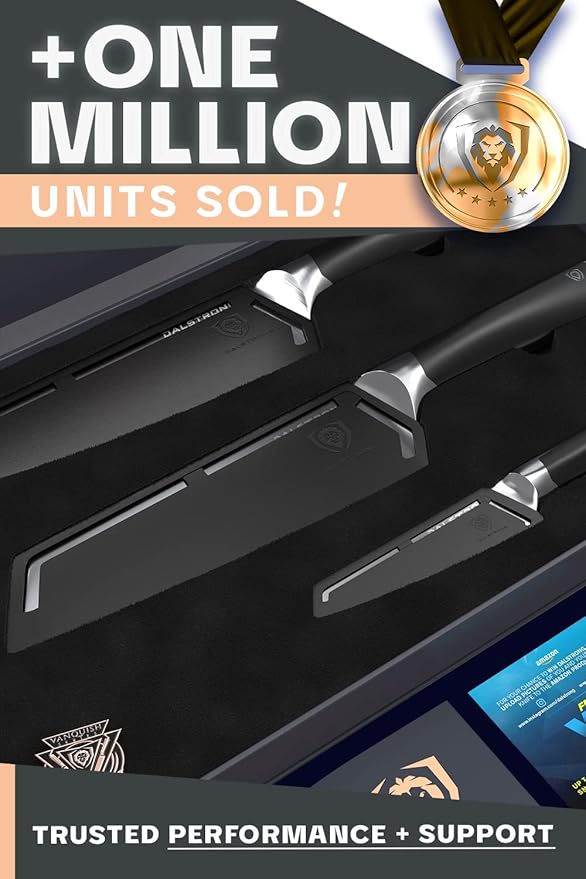 Dalstrong 3pc Knife Set - Vanquish Series - Forged High Carbon German Steel - Black Handle - Chef Knife, Santoku and Paring - Razor Sharp Kitchen Set - NSF Certified