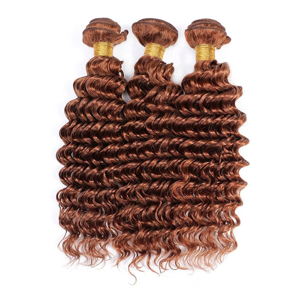 Lagalaga Bundles Human Hair 18 20 22 Inch Deep Wave 30 Color Light Brown Human Hair Bundles Unprocessed Brazilian Virgin Hair Qu