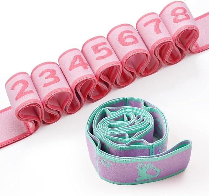 2 PCS Kids Stretching Strap - 8-Loop Adjustable Stretch Bands for Dance, Ballet, Yoga, Gymnastics Workout, Children‘s Fitn...