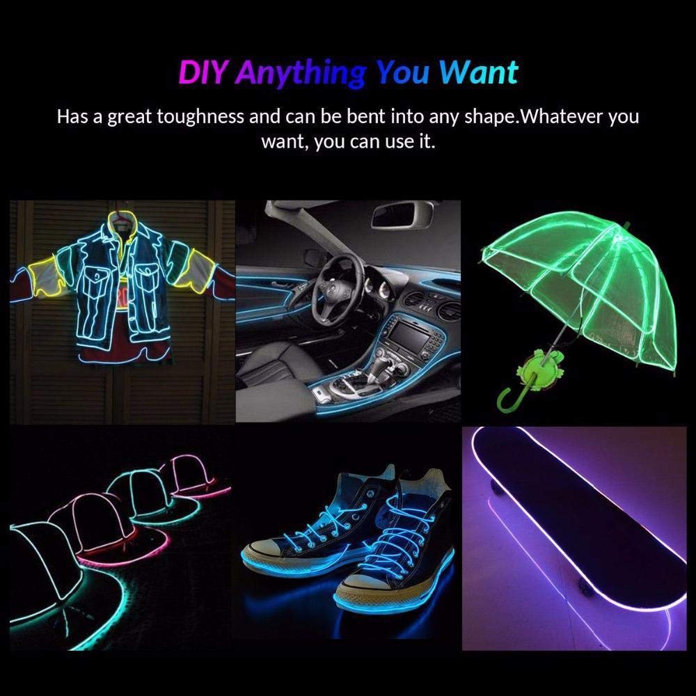 Searik Led Neon Light 16.4Ft, Portable El Wire Glowing Rope String Lights For Halloween, Party, Diy Clothes - Purple
