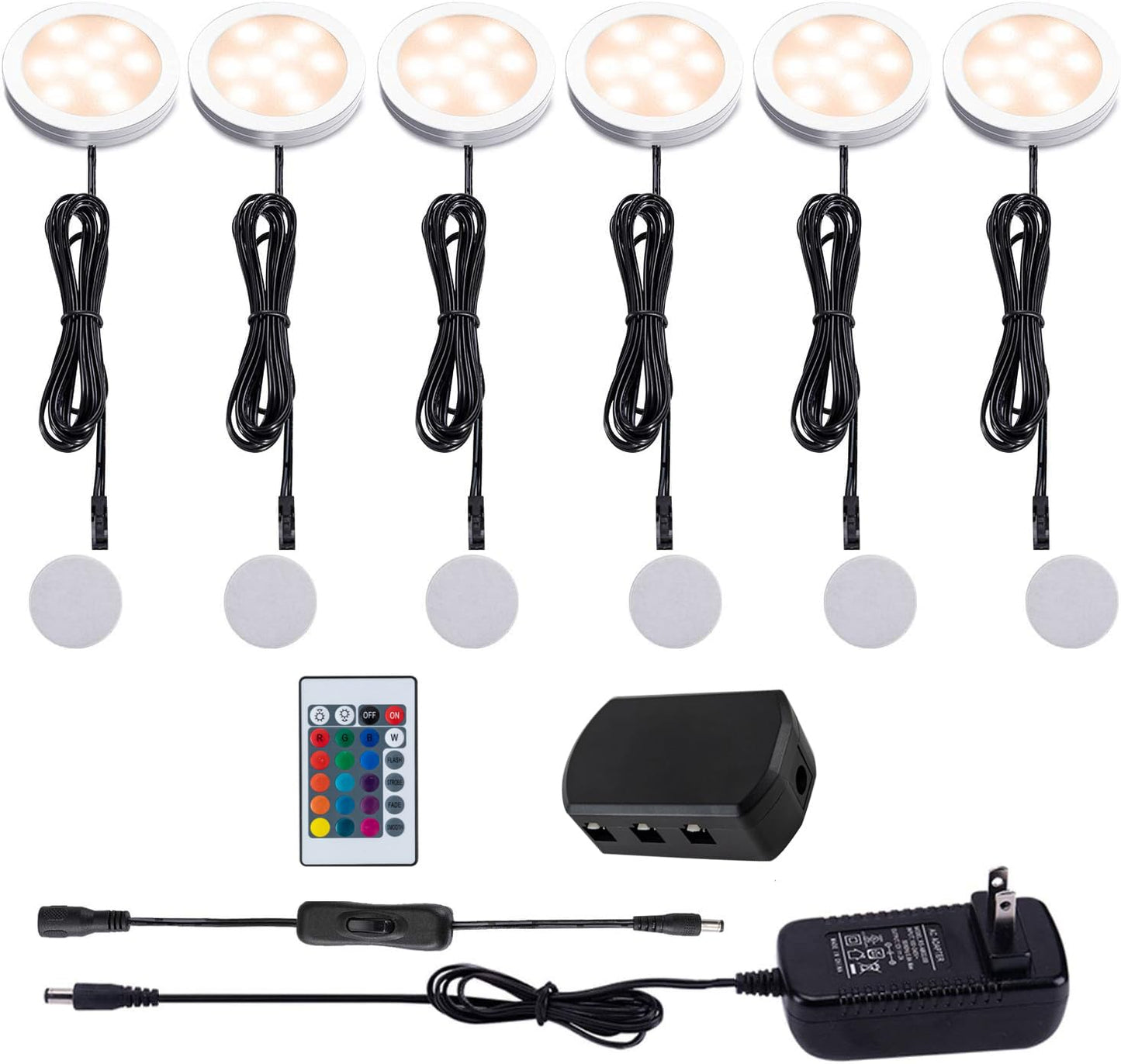 Jorunhe Mini Surface Mounted LED Light, 1.5W, AC85-265V, 6 Pack, Plastic, Model 3247, White