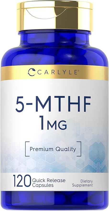 Carlyle 5-MTHF Folate Supplement | 1mg | 120 Capsules | Premium Quality L Methylfolate | Non-GMO, Gluten Free