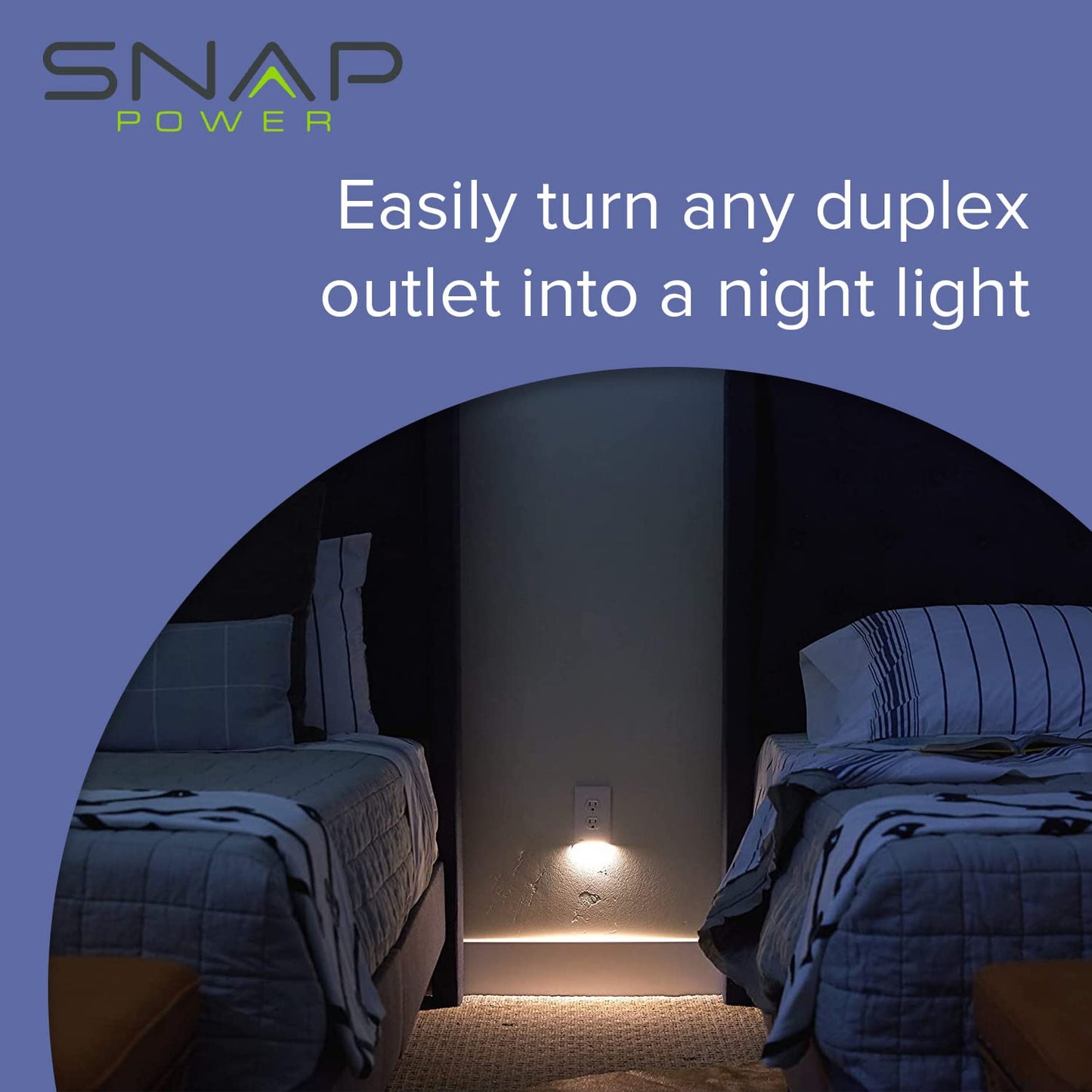 SnapPower GuideLight 2 - 6 Pack Duplex Outlet Wall Plate with LED Night Lights - Light Almond - Auto On/Off Sensor