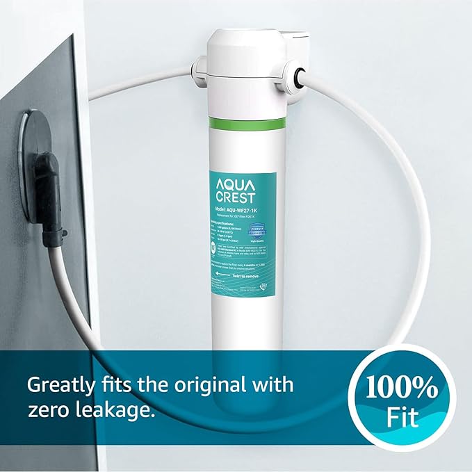 AQUA CREST FQK1K Under Sink Water Filter, 1350 Gallons, Replacement for GE FQK1K, FQK2J, GXK185K and GX1S50R (Pack of 1)