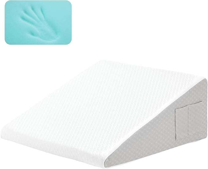 Bed Wedge Pillow for Sleeping, 12" Wedge Pillows for After Surgery, Soft Memory Foam Top, Triangle Pillow Wedge, Body Positioners for Leg Elevation, Acid Reflux, Gerd, Snoring Relief, White