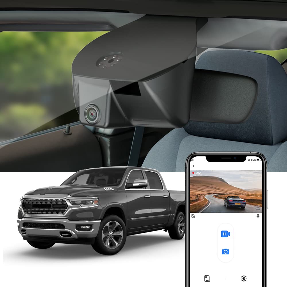Fitcamx 4K Dash Cam Suitable For Ram 1500 Trx Classic (Model A) 2019 2020 2021 2022 2023 2024 Rebel Big Horn Laramie, Oem Look,