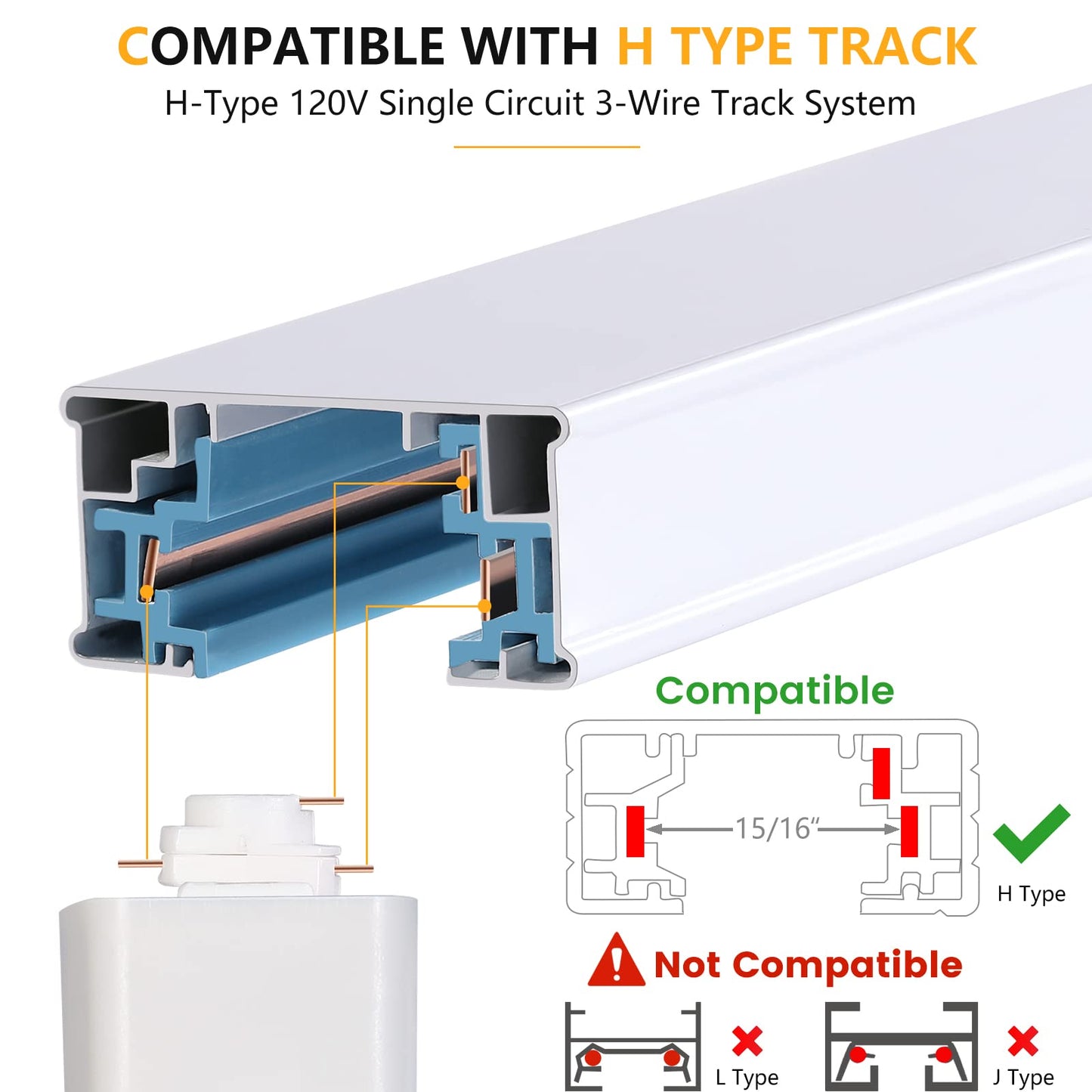 Vanoopee 10W Dimmable Led Track Lighting Heads H Type Track Light Replacement Fixtures Bright 4000K Neutral White Ceiling Spotlight For Accent Task Art  Flicker Free Cri90+ 24 800Lm White  Pack Of 4