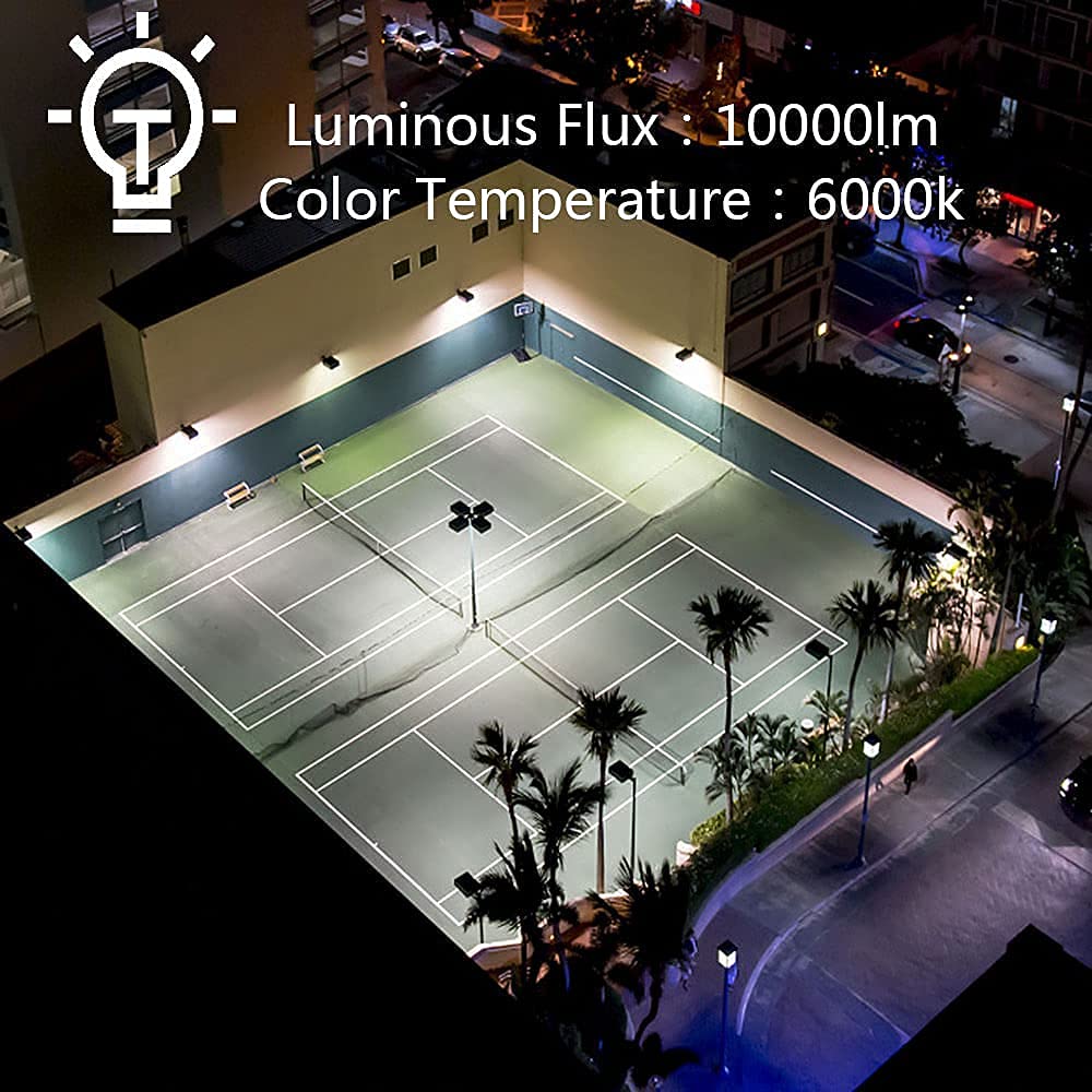 GLW 100W LED Flood Lights - 3 Pack, 10000LM, IP66 Waterproof, 6000K Daylight for Outdoor Use, Metal Construction