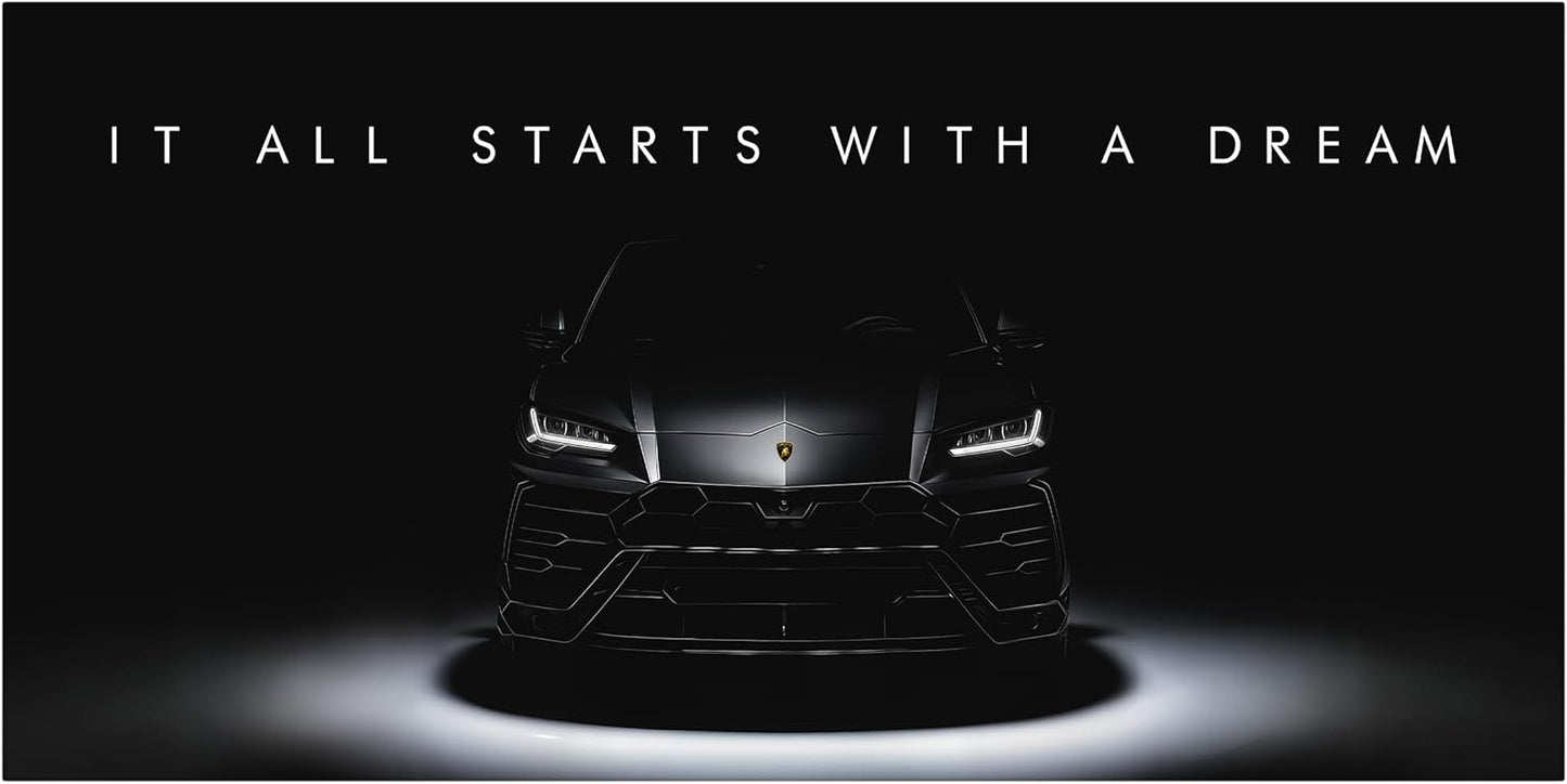 Motivational Wall Art for Office, Super Car Art Canvas, Inspirational Automotive Decor for Lamborghini Urus Sportscar Lovers, Motivational Wall Decor for Home, Car Poster (24" x 48" in)