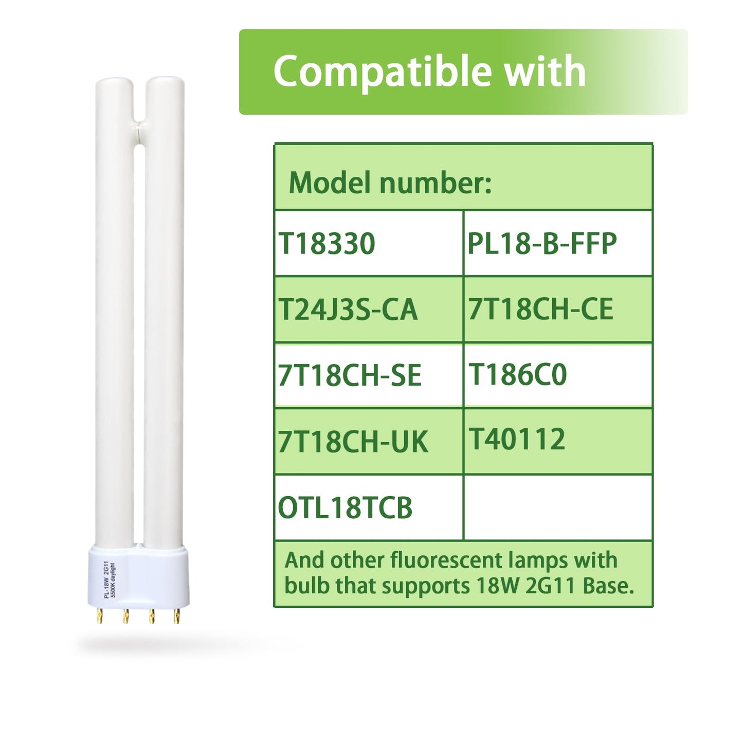 Dameiol 2Pack PL18-B-FFP 18W Replacement for OttLite T18330 T186C0 T40112 Fluorescent Light Bulb,18W Fluorescent Light Bulbs Tpye B,930lm,5500K Bright Natural Daylight,2G11 Base