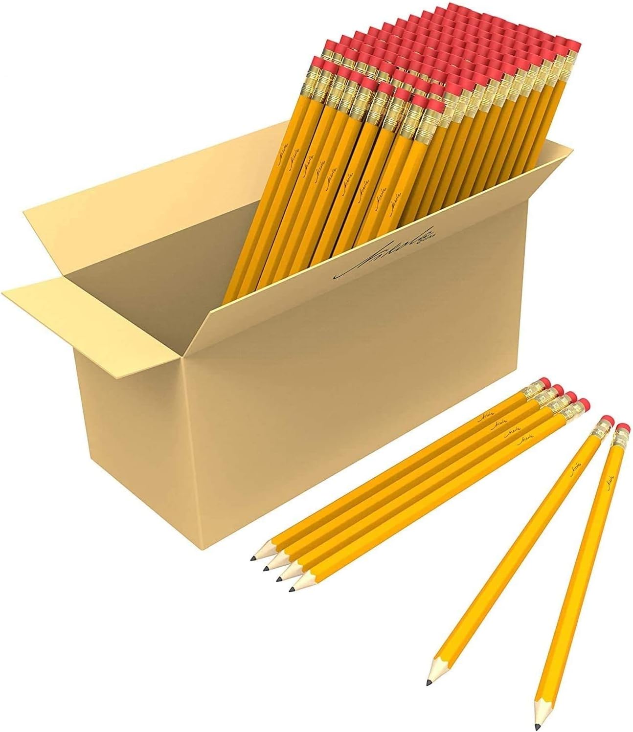 Bulk 650 Pack Premium Pre-Sharpened #2 HB Pencils USA Standard Wood Cased Graphite With Erasers