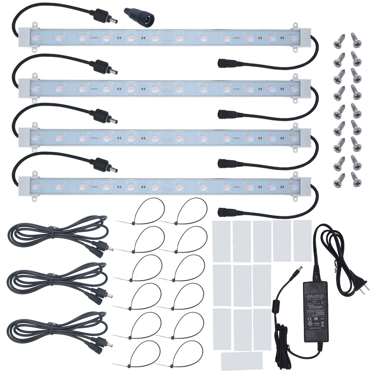 Litever Grow Light Strip Kit 45W, 4 pcs 16in LED Strips, Aluminum, Small, Grow Light, Model LL-GLS-4S
