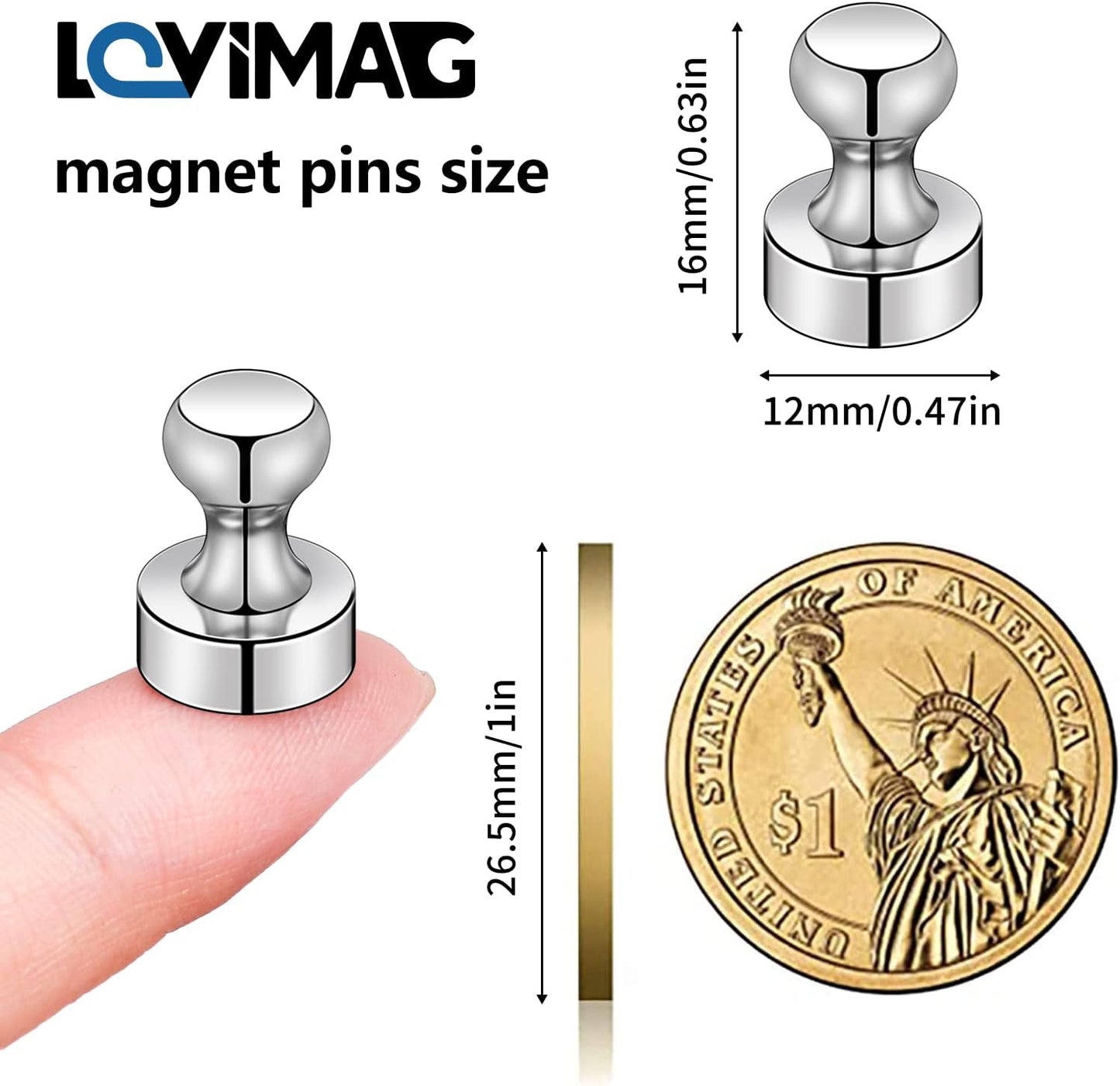 LOVIMAG Fridge Magnets 40Pcs Refrigerator Whiteboard Small Strong Magnet Classroom Kitchen Accessories Decorative Locker Set Decor Must Haves Office Calendar Refrigerador Magnetic Cute Crafts Silver