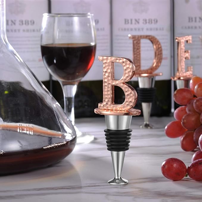 Miicol Wine Bottle Stopper, Prosecco Stopper, Rose Gold Wine Stopper, Personalised Champagne Stopper, Initial Wine Stopper, Funny Prosecco Gift, Wine Lovers Gift, Letter B