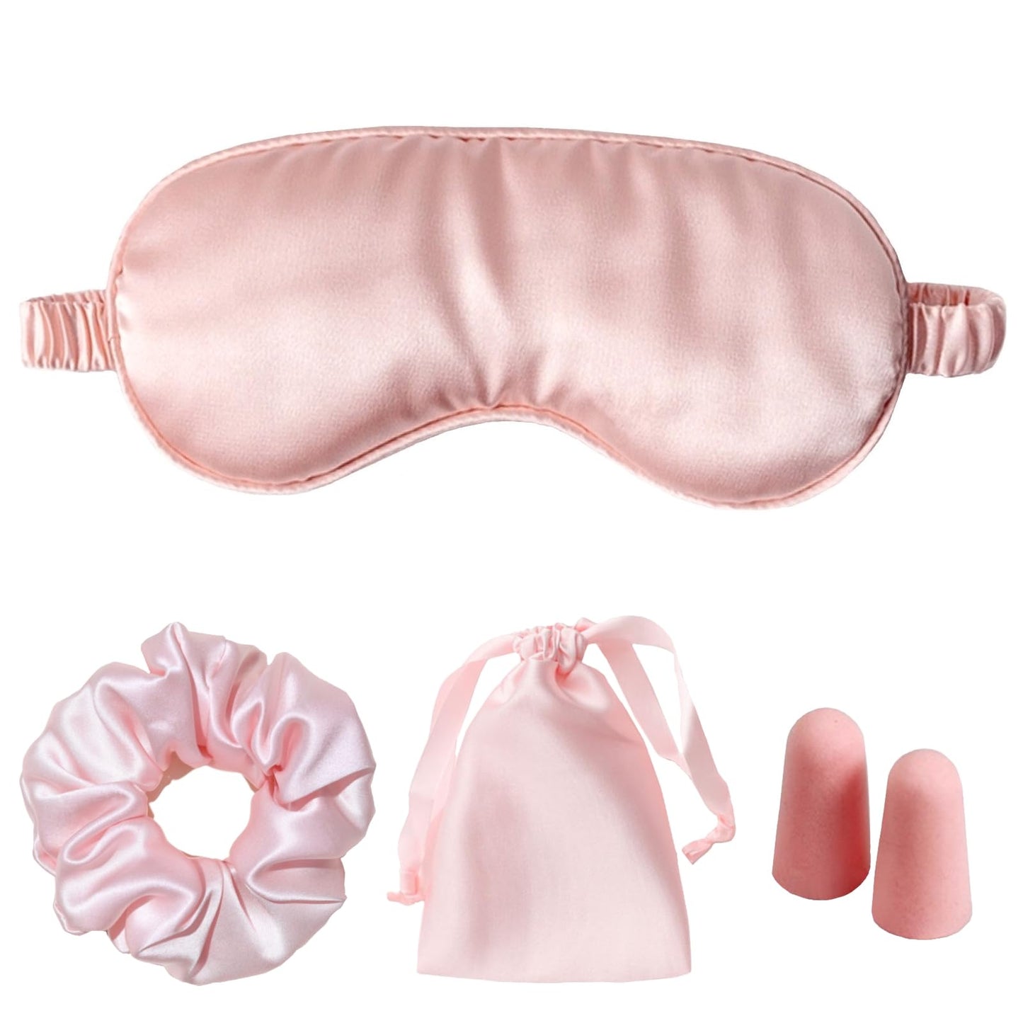 LCBD Silk Satin Sleeping Eye Mask, Pink Sleep Eye Mask Night Blindfold for Women and Men, Soft Breathable Blackout Eyeshade Eye Cover for Travel, Wedding Bridesmaid Gift