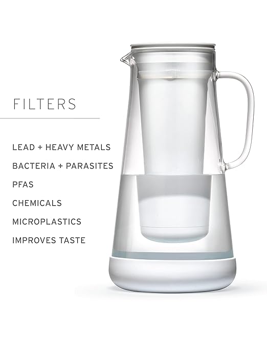 LifeStraw Home Pitcher Glass and Silicone Base 7 cup Pebble