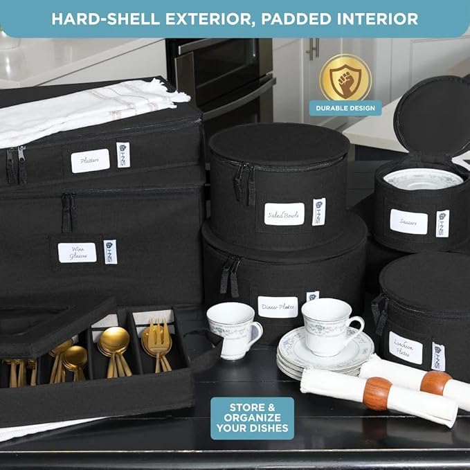 Hard Shell China Storage Containers (Black, 8 Pack China Storage Containers)
