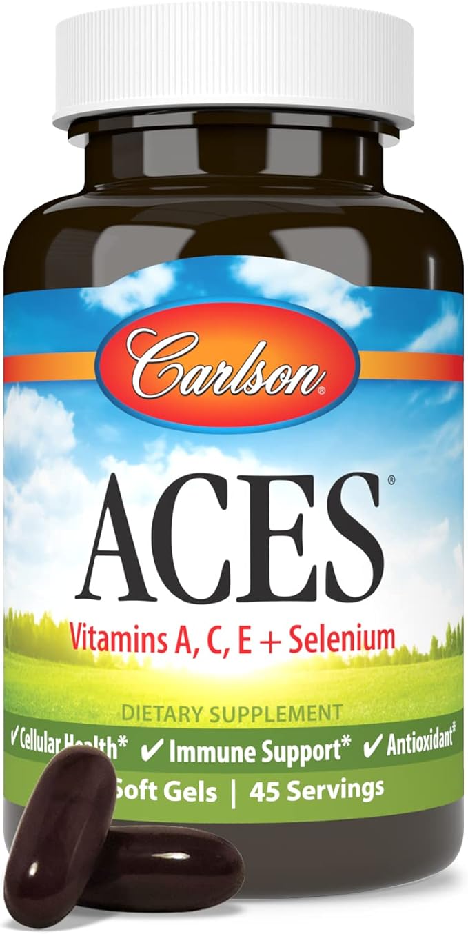 Carlson - ACES, Vitamins A, C, E + Selenium, Cellular Health & Immune Support, Antioxidant, 90 Softgels