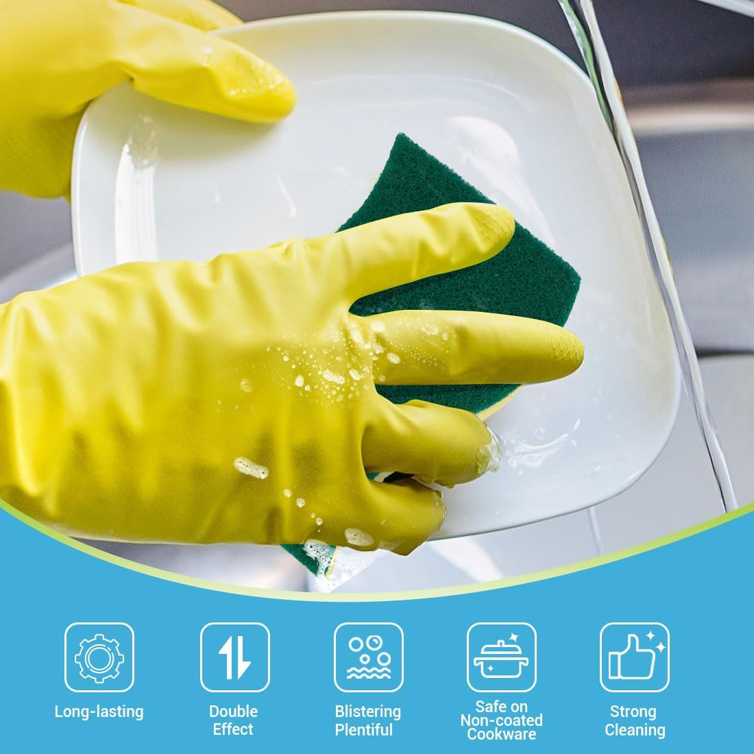 AIDEA Sponges Kitchen, 9Count, Dish Sponges, Heavy-Duty Sponge for Non-Coated Cookware, Scrubbing Power for Tough Messes, Cleaning Sponge for Kitchen, Bathroom, Household
