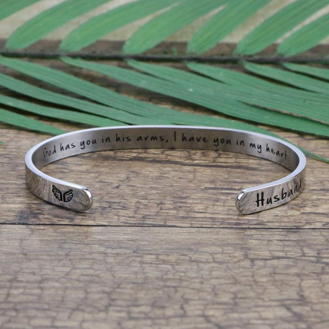 JoycuFF Sympathy Gift for Loss of Husband Memorial Jewelry Women Remembrance Bracelet Secret Message Condolence Gift See You in