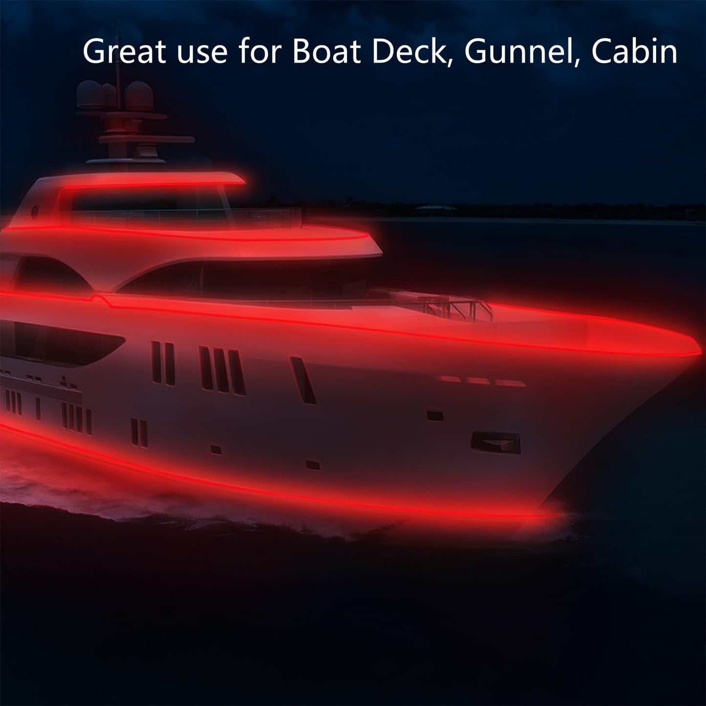 Vbakor Pontoon Boat Led Strip Lights  12V 32.8Ft Red Waterproof Marine Led Light Boat Interior Light  Boats Deck Hull  nel Lights  Night Fishing Lighting For Bass  Jon  No Battery
