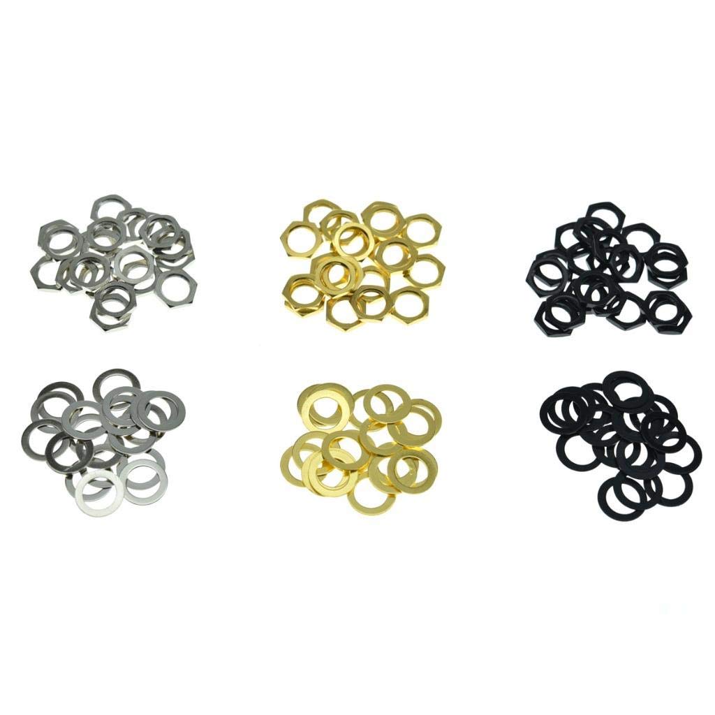 Dopro 20* Guitar Input/Output Jack Socket Nut And Washer - Metric Jack Nuts For Import Guitars - Black